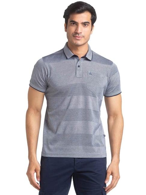 parx blue pure cotton regular fit striped polo t-shirt