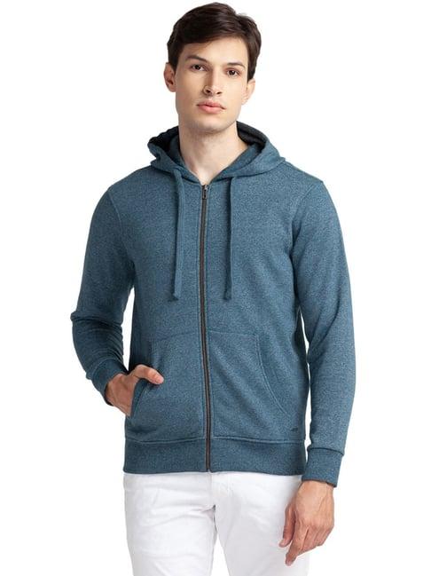 parx blue regular fit hooded sweatshirt