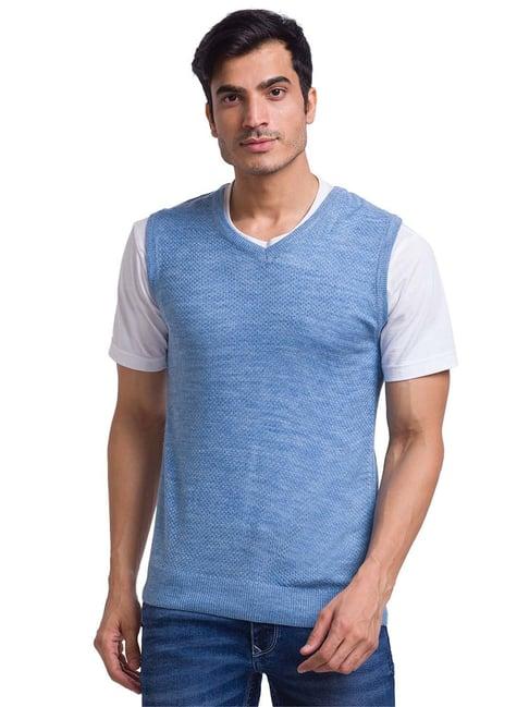 parx blue regular fit self design sweater