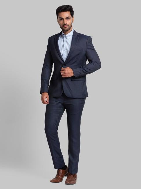 parx blue regular fit self pattern two piece suit