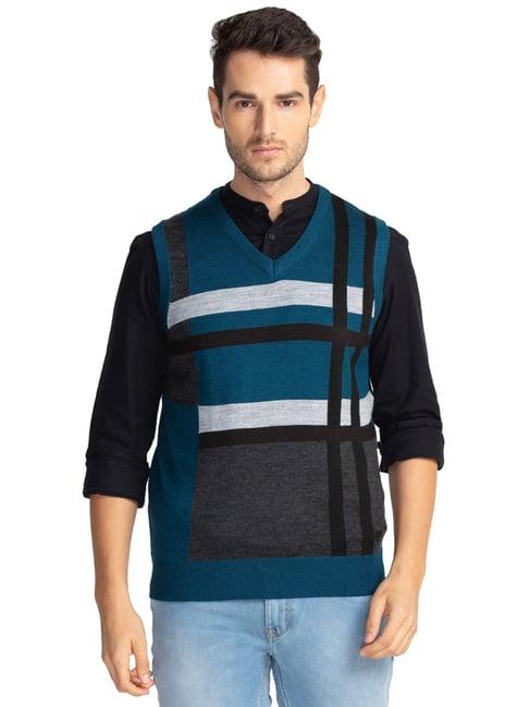 parx blue regular fit striped sweaters