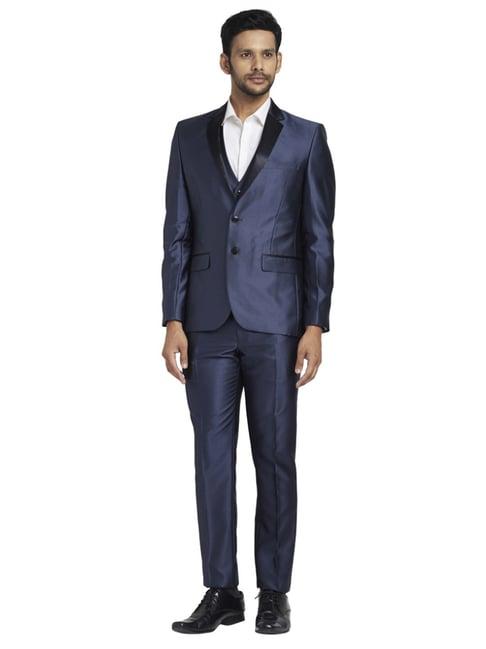 parx blue regular fit three piece suit