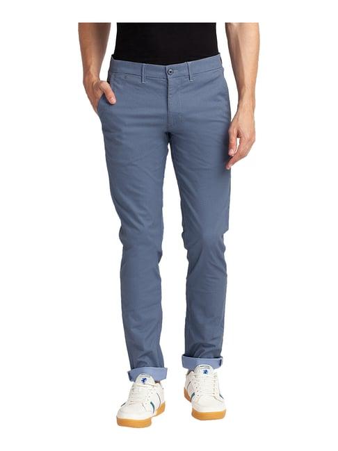 parx blue tailored fit flat front trousers