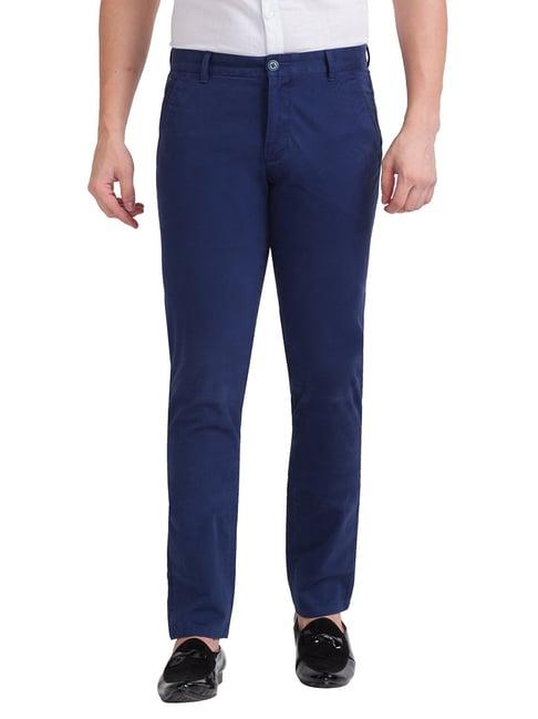 parx blue tailored fit flat front trousers