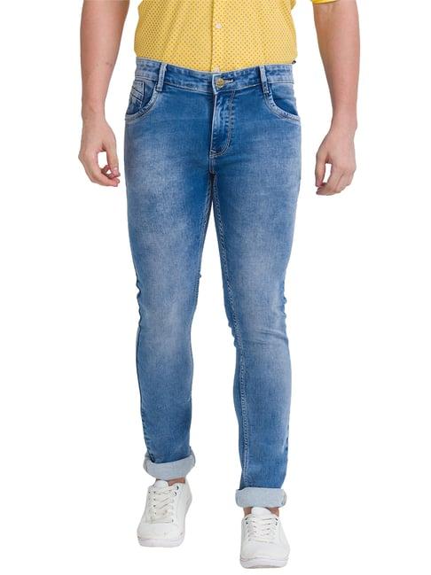 parx blue tapered fit heavily washed jeans