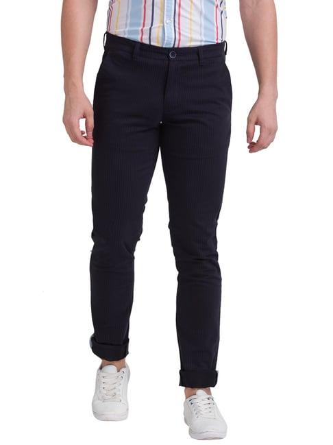 parx blue tapered fit striped trousers