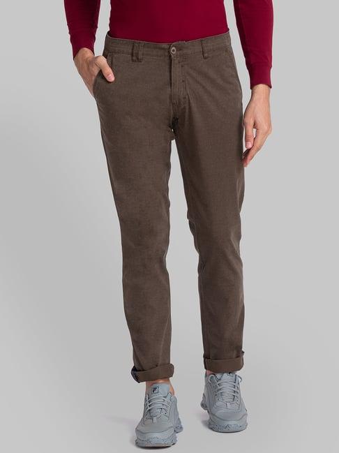 parx brown skinny fit flat front trousers