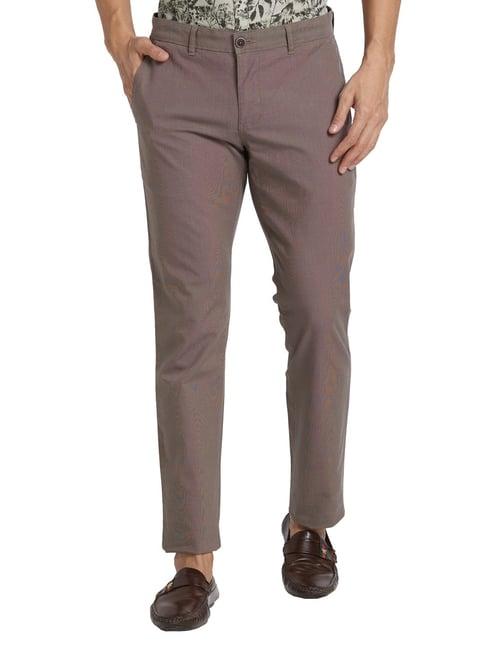 parx brown tapered fit texture trousers