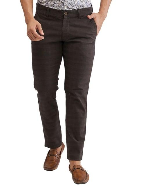 parx brown tapered fit texture trousers