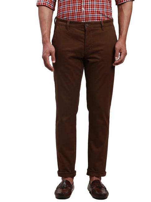 parx brown tapered fit trousers