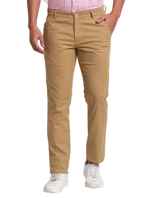 parx brown tapered fit trousers