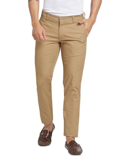 parx brown tapered fit trousers