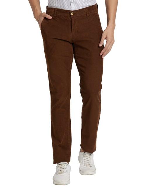 parx brown tapered fit trousers