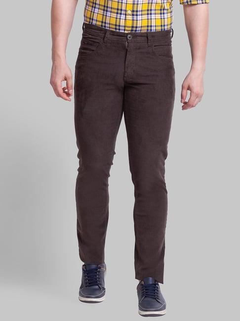 parx brown tapered fit trousers