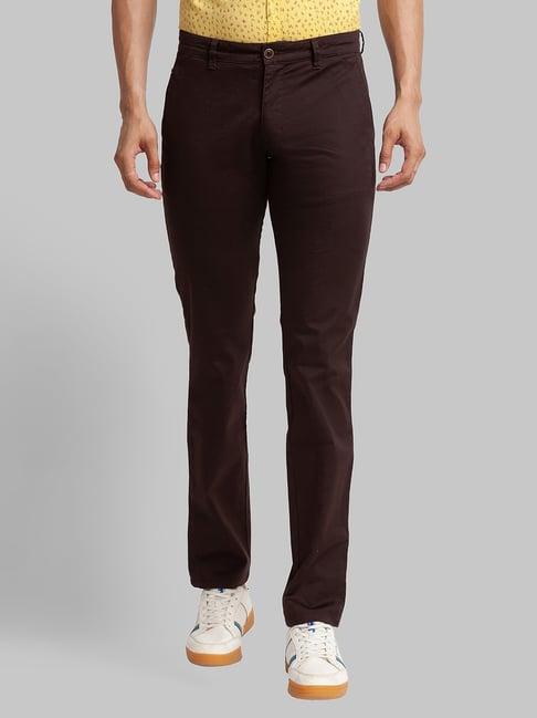 parx brown tapered fit trousers