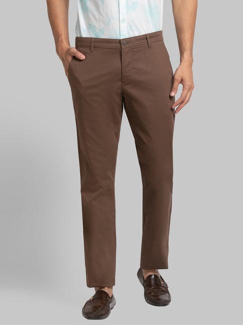 parx brown tapered fit trousers