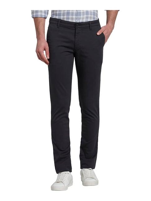 parx charcoal super slim fit flat front trousers