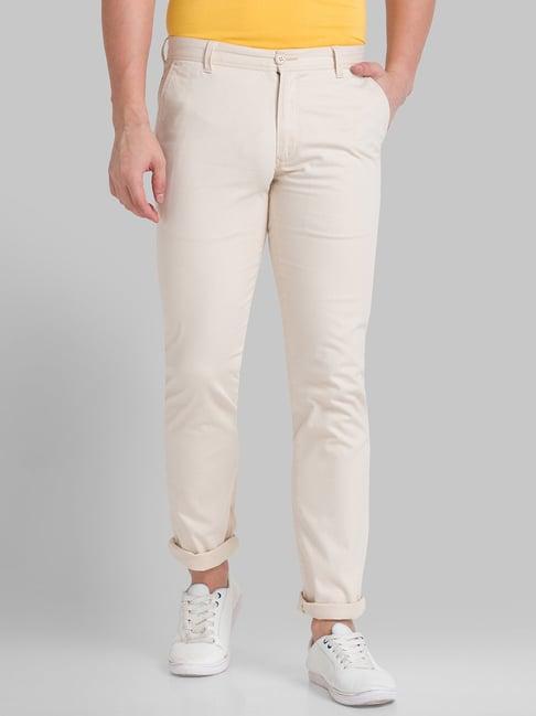 parx cream tapered fit trousers