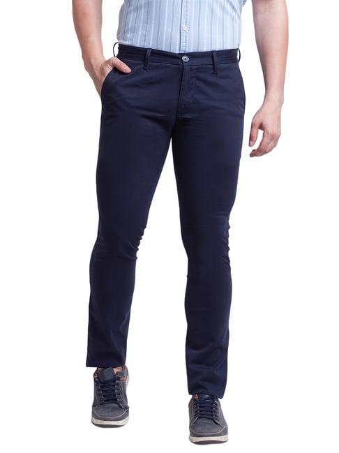 parx dark blue super slim fit flat front trousers