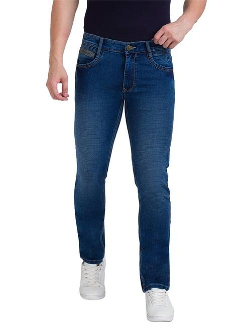 parx dark blue tapered fit lightly washed jeans