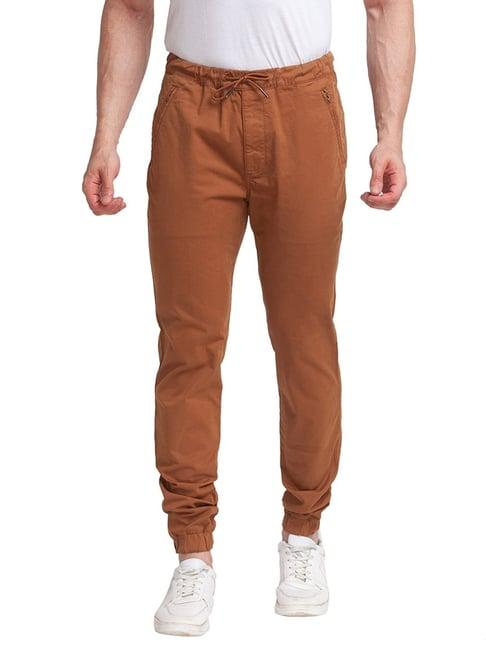 parx dark brown tapered fit jogger pants