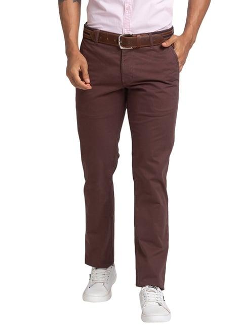 parx dark brown tapered fit trousers