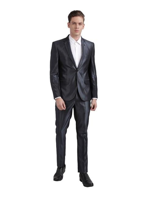 parx dark grey regular fit two piece suit
