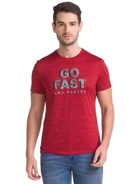 parx dark red regular fit printed t-shirt