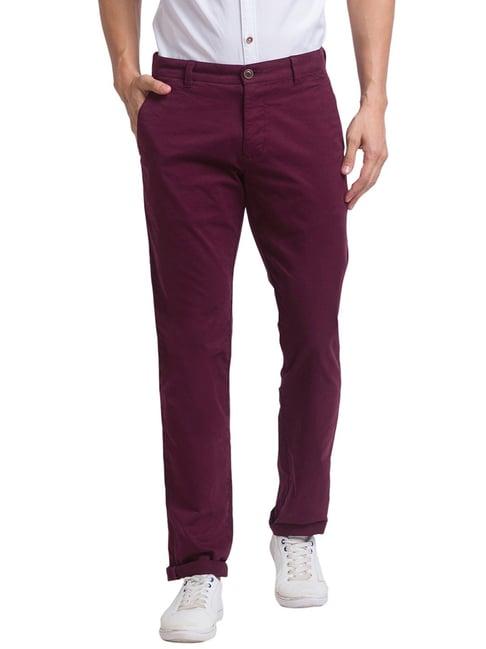 parx dark red tapered fit trousers