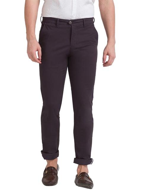 parx dark violet tapered fit flat front trousers