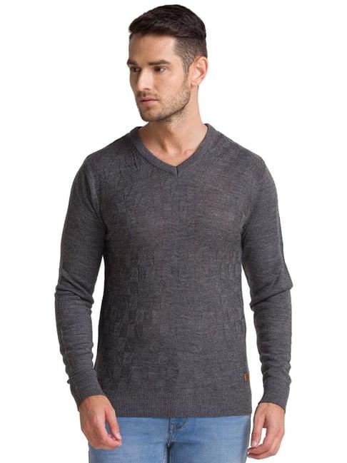 parx grey  regular fit printed sweaters