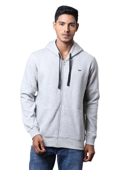 parx grey regular fit hooded sweatshirt