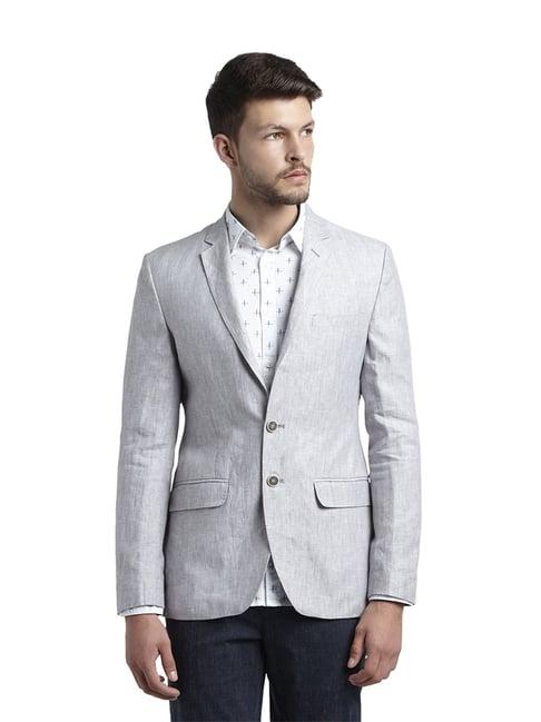 parx grey regular fit linen blazer