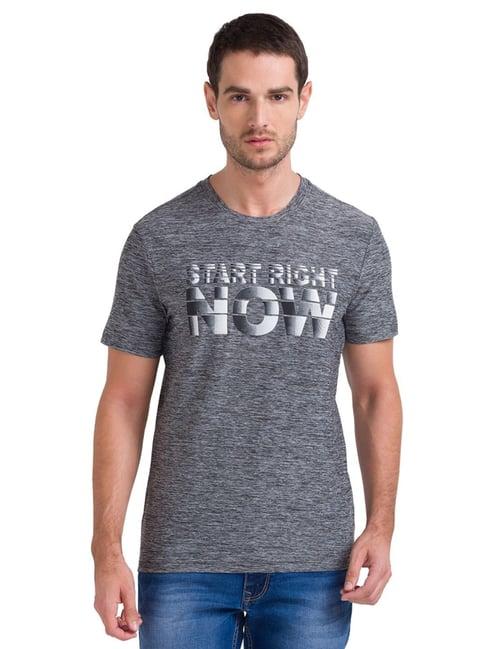 parx grey regular fit printed t-shirt