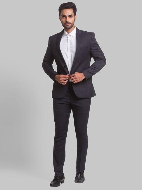 parx grey regular fit self pattern two piece suit