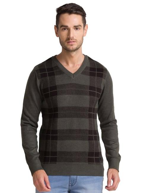 parx grey regular fit striped sweaters