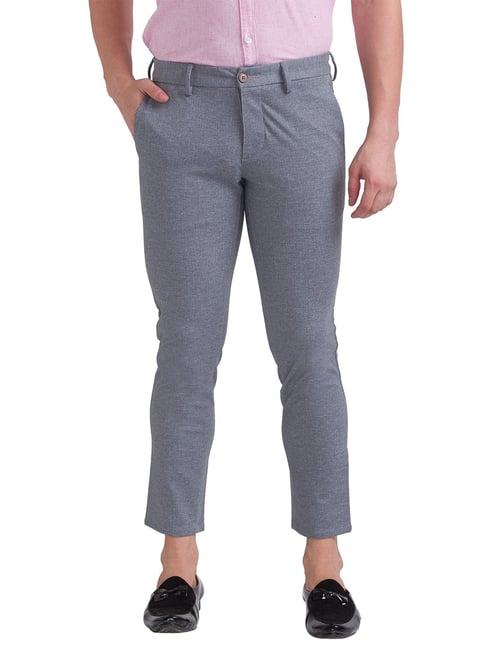 parx grey super slim fit flat front trousers