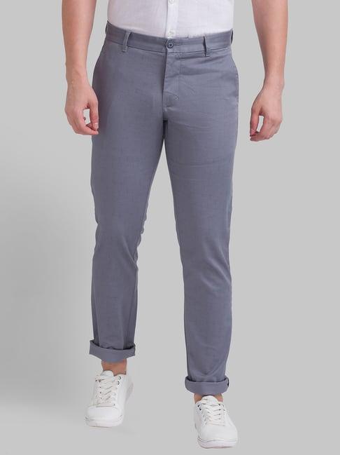 parx grey tapered fit printed trousers