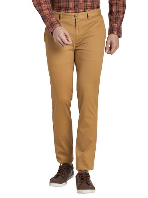 parx khaki super slim fit flat front trousers