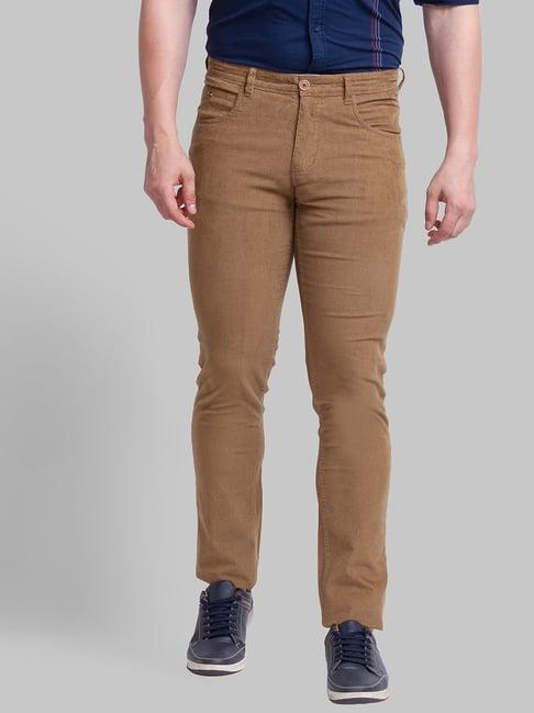 parx khaki tapered fit trousers