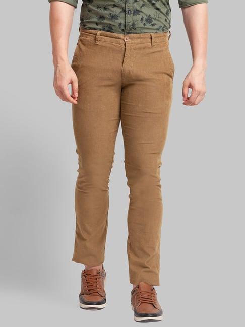 parx khaki tapered fit trousers