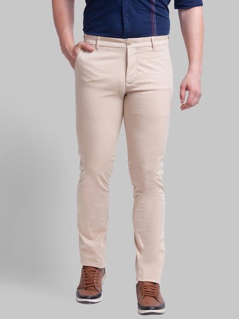 parx khaki tapered fit trousers