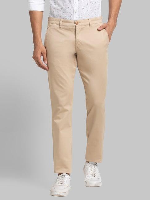 parx khaki tapered fit trousers