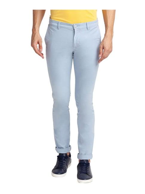 parx light blue super slim fit trousers