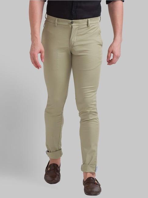 parx light green super slim fit trousers