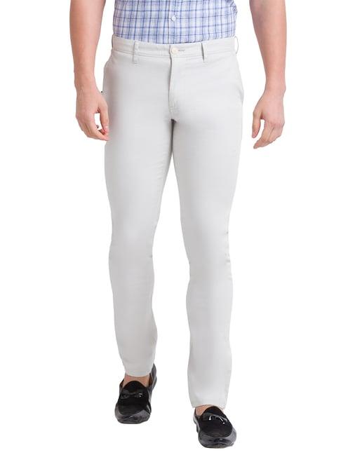 parx light grey tapered fit flat front trousers