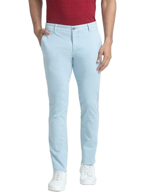 parx medium blue super slim fit trousers