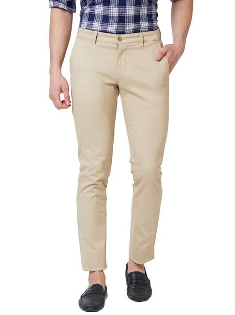 parx medium khaki tapered fit trousers