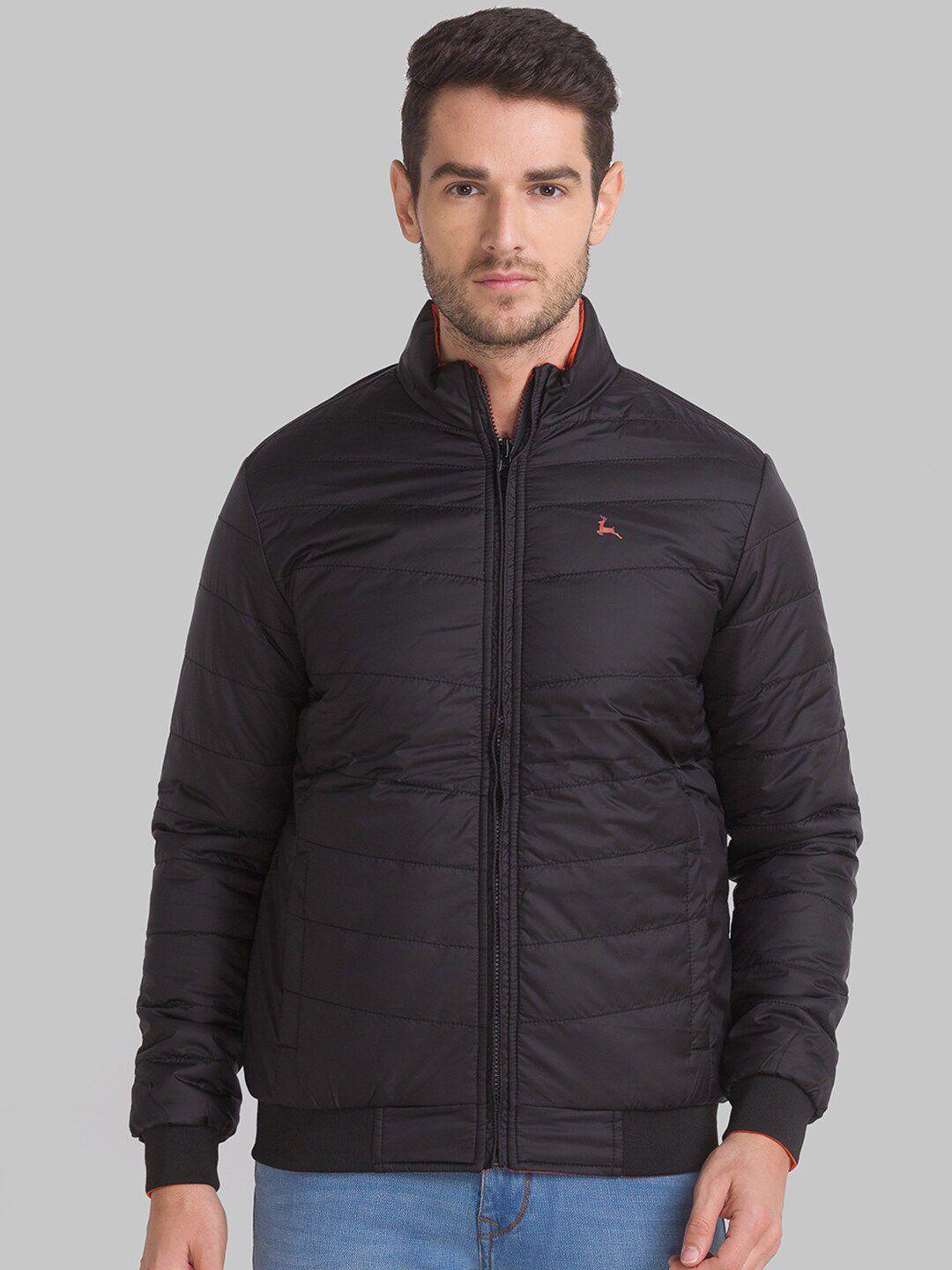 parx men black solid regular polyester padded jacket