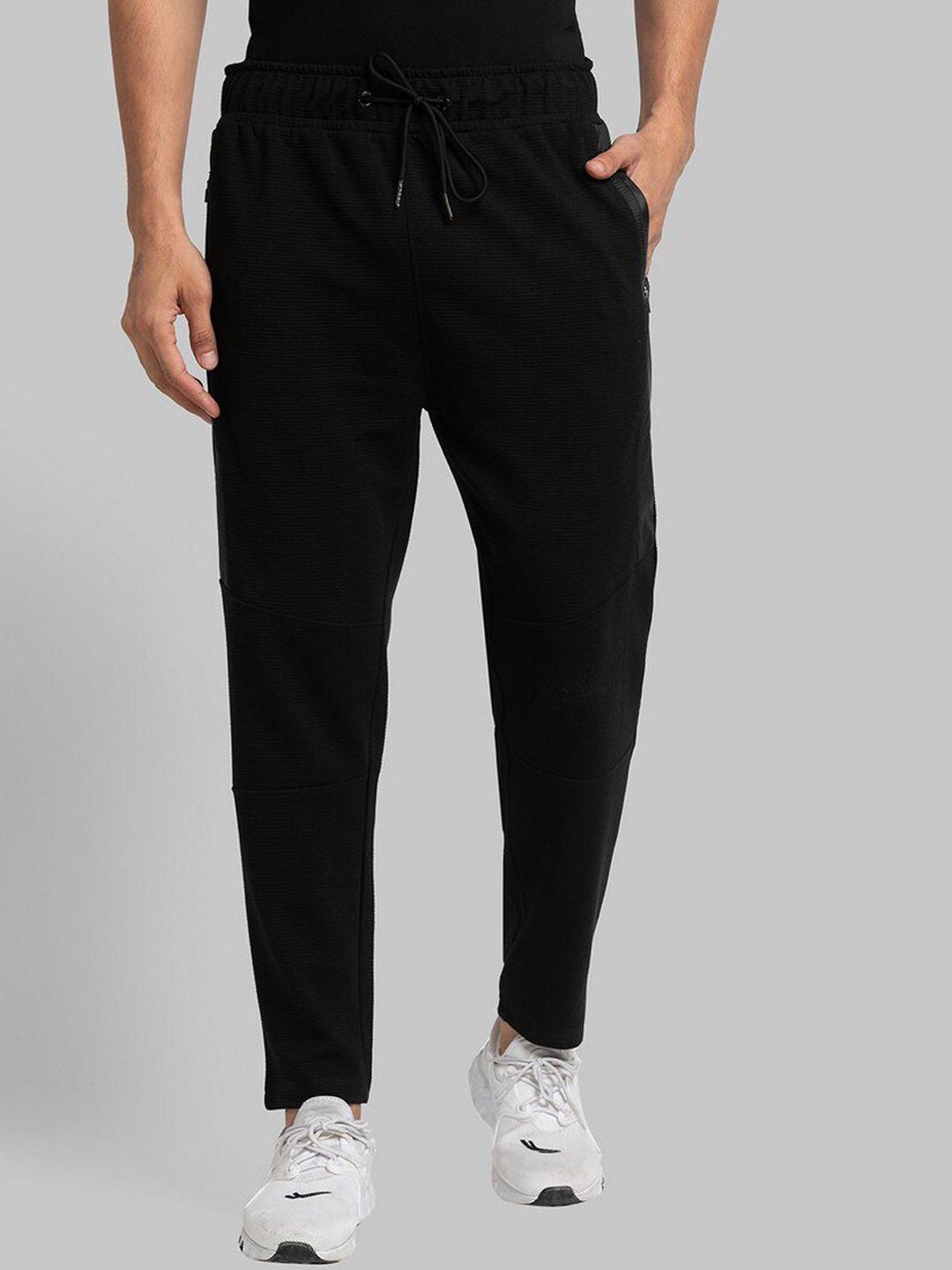parx men black solid slim-fit track pants